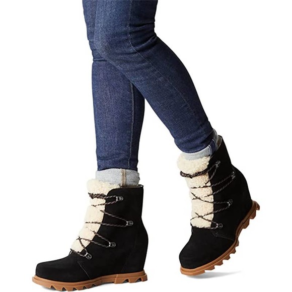 NEW SOREL Women's Joan of Arctic Wedge III Lace Cozy Suede Bootie Size 9 - Picture 5 of 10
